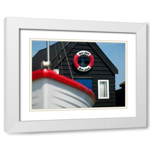 Beach huts in a row White Modern Wood Framed Art Print with Double Matting by Frank, Assaf