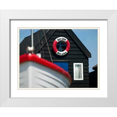Beach huts in a row White Modern Wood Framed Art Print with Double Matting by Frank, Assaf