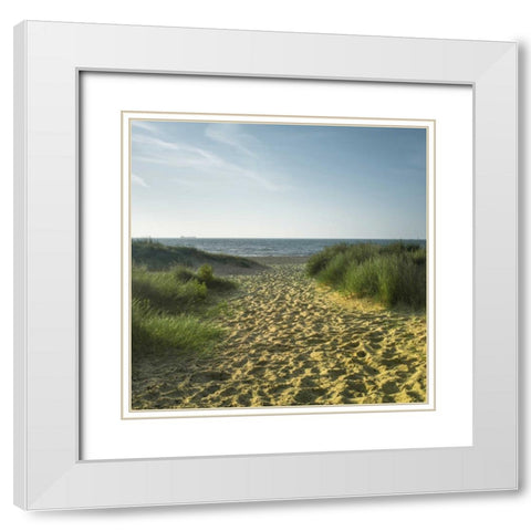 Beach huts in a row White Modern Wood Framed Art Print with Double Matting by Frank, Assaf