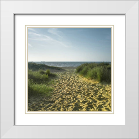 Beach huts in a row White Modern Wood Framed Art Print with Double Matting by Frank, Assaf
