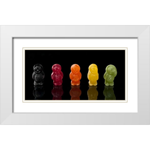 Jelly babies sweets in a row White Modern Wood Framed Art Print with Double Matting by Frank, Assaf