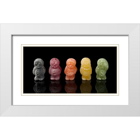 Jelly babies sweets in a row White Modern Wood Framed Art Print with Double Matting by Frank, Assaf