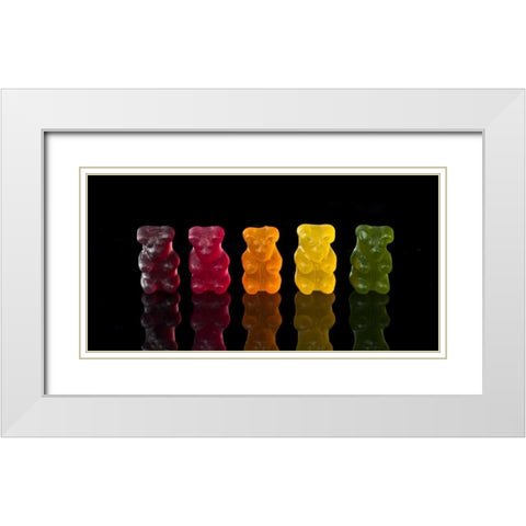 Gummy bears sweets in a row White Modern Wood Framed Art Print with Double Matting by Frank, Assaf