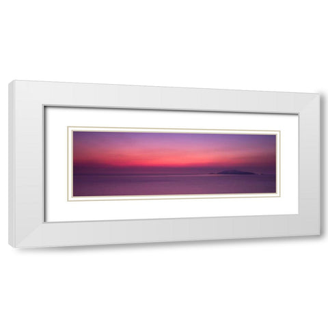 Sunset over the sea White Modern Wood Framed Art Print with Double Matting by Frank, Assaf