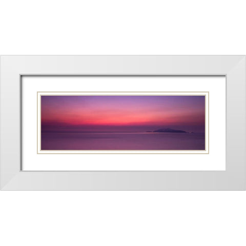 Sunset over the sea White Modern Wood Framed Art Print with Double Matting by Frank, Assaf