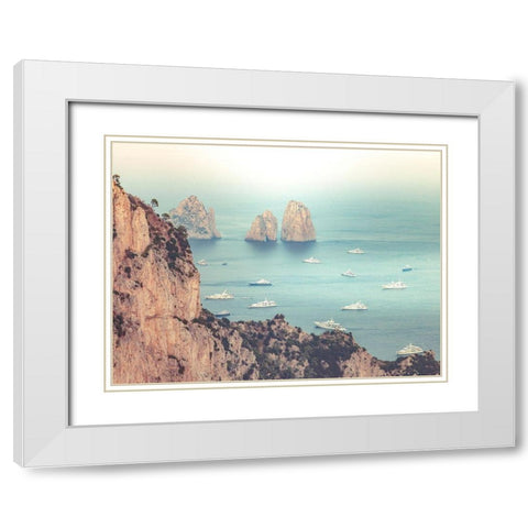 Faraglioni Cliffs-Capri,Italy White Modern Wood Framed Art Print with Double Matting by Frank, Assaf