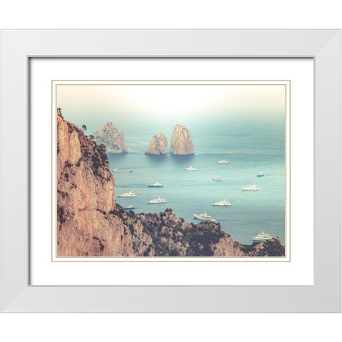 Faraglioni Cliffs-Capri,Italy White Modern Wood Framed Art Print with Double Matting by Frank, Assaf