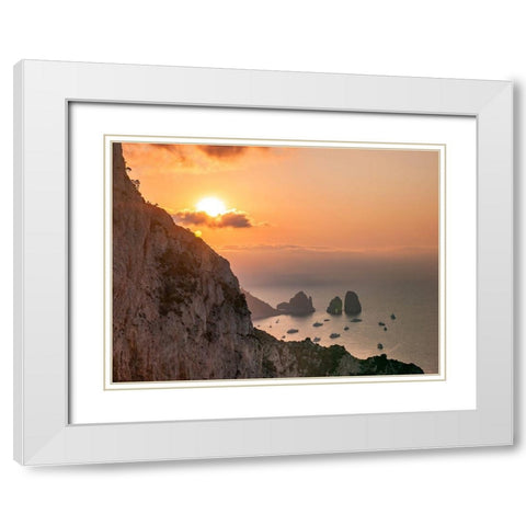 The Faraglioni Cliffs-Capri-Italy White Modern Wood Framed Art Print with Double Matting by Frank, Assaf