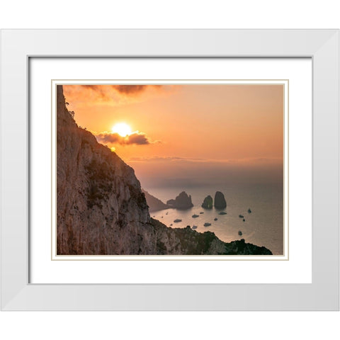 The Faraglioni Cliffs-Capri-Italy White Modern Wood Framed Art Print with Double Matting by Frank, Assaf