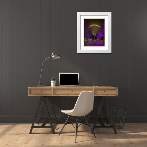 London Eye at night White Modern Wood Framed Art Print with Double Matting by Frank, Assaf