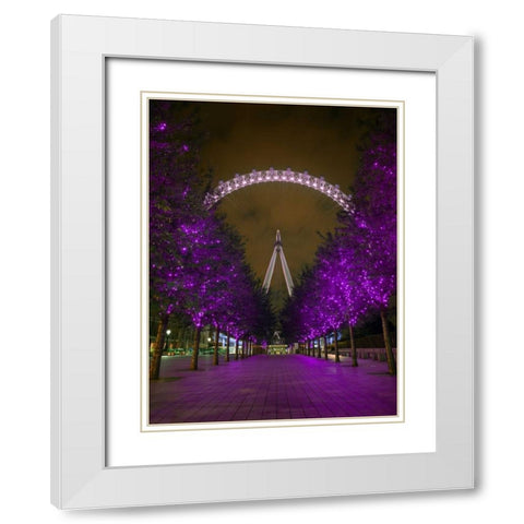 London Eye at night White Modern Wood Framed Art Print with Double Matting by Frank, Assaf