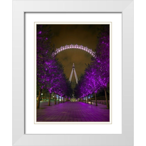 London Eye at night White Modern Wood Framed Art Print with Double Matting by Frank, Assaf