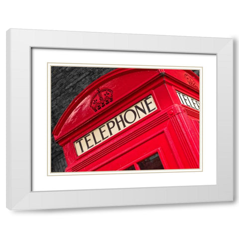 Telephone box close-up White Modern Wood Framed Art Print with Double Matting by Frank, Assaf