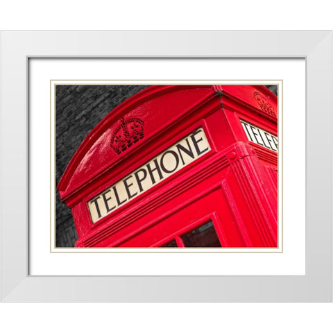 Telephone box close-up White Modern Wood Framed Art Print with Double Matting by Frank, Assaf