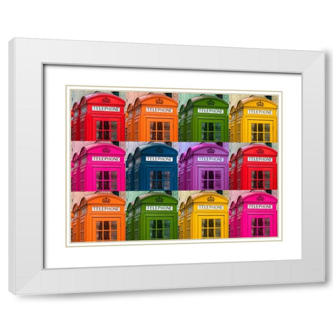 Muti coloured telephone boxes White Modern Wood Framed Art Print with Double Matting by Frank, Assaf