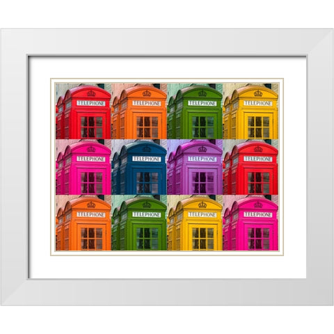Muti coloured telephone boxes White Modern Wood Framed Art Print with Double Matting by Frank, Assaf