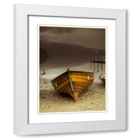 Boat on lake White Modern Wood Framed Art Print with Double Matting by Frank, Assaf