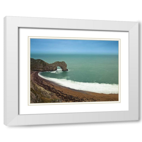 Durdle Door sea arch, Dorset White Modern Wood Framed Art Print with Double Matting by Frank, Assaf