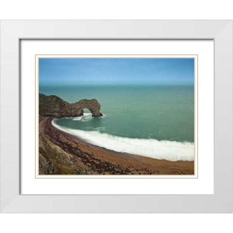 Durdle Door sea arch, Dorset White Modern Wood Framed Art Print with Double Matting by Frank, Assaf
