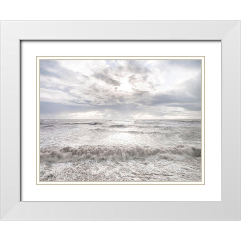 Rough and stormy sea White Modern Wood Framed Art Print with Double Matting by Frank, Assaf