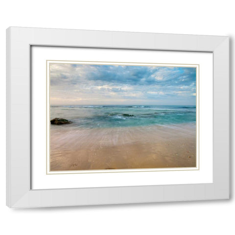 Sandy Beach White Modern Wood Framed Art Print with Double Matting by Frank, Assaf