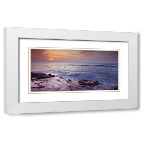 Sunset over Palmachim beach, Israel White Modern Wood Framed Art Print with Double Matting by Frank, Assaf