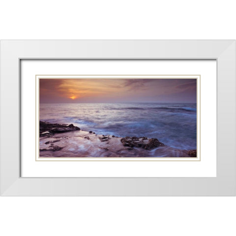 Sunset over Palmachim beach, Israel White Modern Wood Framed Art Print with Double Matting by Frank, Assaf