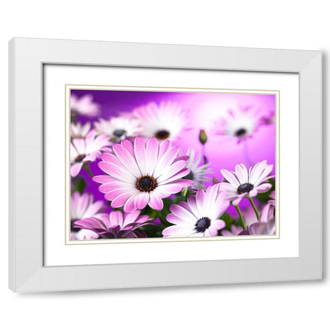 Osteospermum flowers White Modern Wood Framed Art Print with Double Matting by Frank, Assaf
