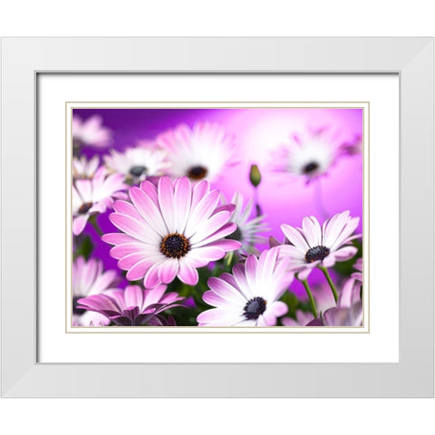 Osteospermum flowers White Modern Wood Framed Art Print with Double Matting by Frank, Assaf