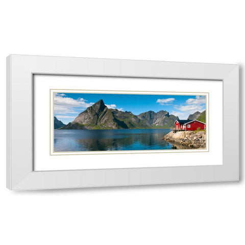 Fishing huts on the waterfront, Lofoten, Norway White Modern Wood Framed Art Print with Double Matting by Frank, Assaf