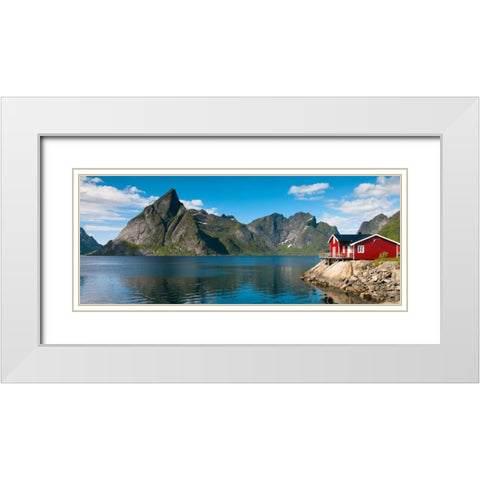 Fishing huts on the waterfront, Lofoten, Norway White Modern Wood Framed Art Print with Double Matting by Frank, Assaf