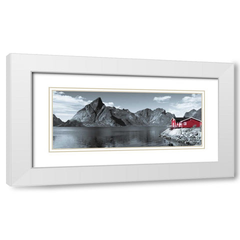 Fishing huts on the waterfront, Lofoten, Norway White Modern Wood Framed Art Print with Double Matting by Frank, Assaf