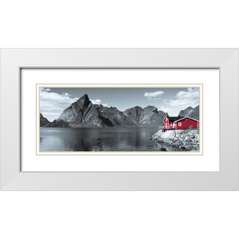 Fishing huts on the waterfront, Lofoten, Norway White Modern Wood Framed Art Print with Double Matting by Frank, Assaf
