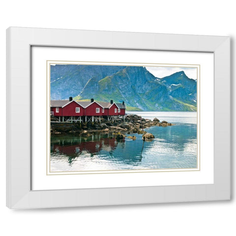 Fishing huts on the waterfront, Lofoten, Norway White Modern Wood Framed Art Print with Double Matting by Frank, Assaf