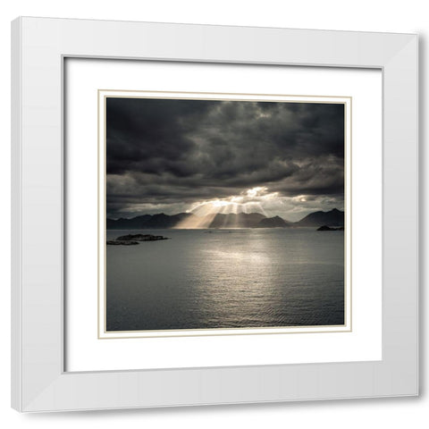 Sunset of Norwegian fjord-Lofoten-Norway White Modern Wood Framed Art Print with Double Matting by Frank, Assaf