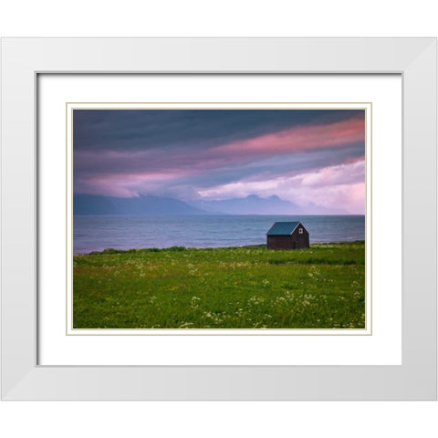 Beach hut on Lofoten coastline, Norway White Modern Wood Framed Art Print with Double Matting by Frank, Assaf