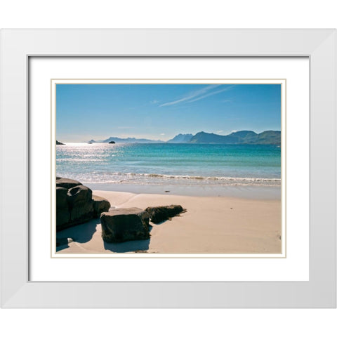 Beautiful beach, Lofoten, Norway White Modern Wood Framed Art Print with Double Matting by Frank, Assaf