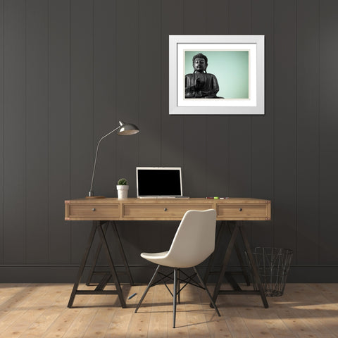 Buddha sculpture White Modern Wood Framed Art Print with Double Matting by Frank, Assaf