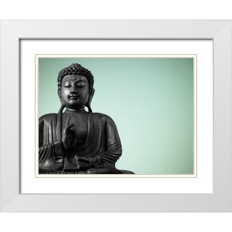 Buddha sculpture White Modern Wood Framed Art Print with Double Matting by Frank, Assaf