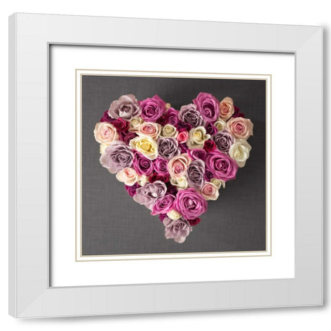 Rose Heart White Modern Wood Framed Art Print with Double Matting by Frank, Assaf