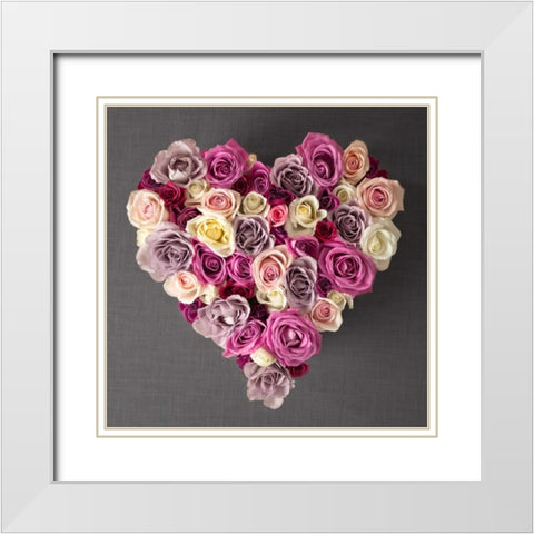 Rose Heart White Modern Wood Framed Art Print with Double Matting by Frank, Assaf