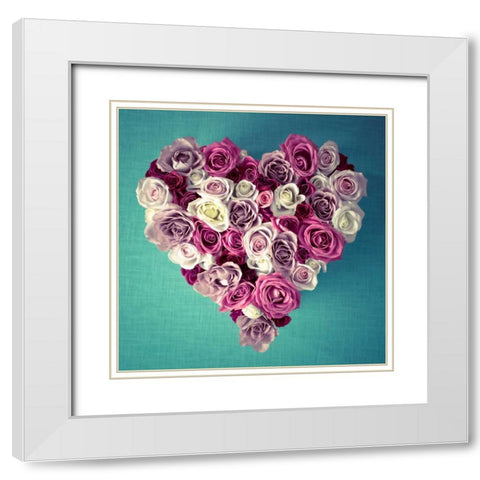 Rose Heart White Modern Wood Framed Art Print with Double Matting by Frank, Assaf