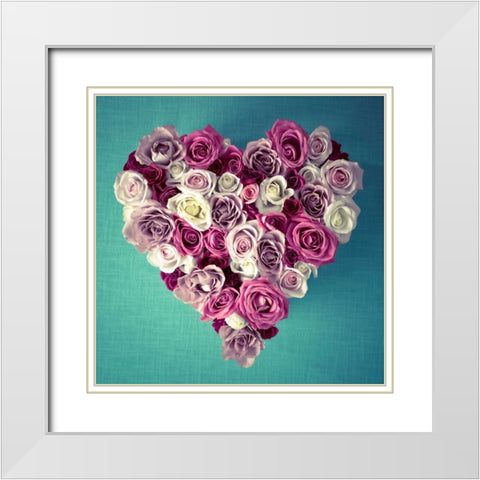 Rose Heart White Modern Wood Framed Art Print with Double Matting by Frank, Assaf
