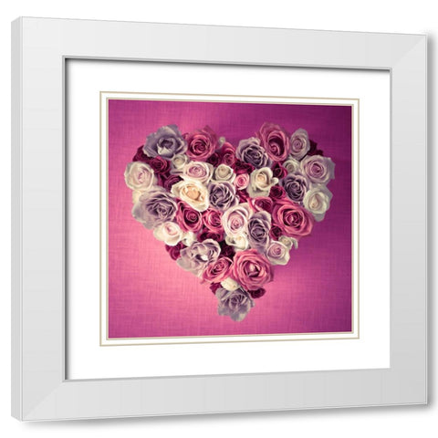 Rose Heart White Modern Wood Framed Art Print with Double Matting by Frank, Assaf