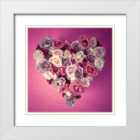 Rose Heart White Modern Wood Framed Art Print with Double Matting by Frank, Assaf