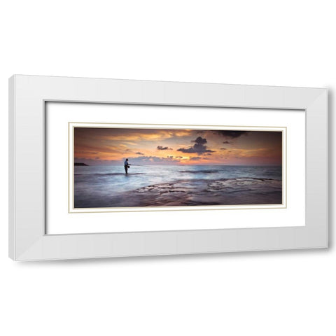 Tranquil beach White Modern Wood Framed Art Print with Double Matting by Frank, Assaf