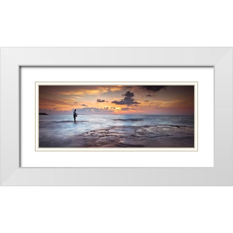 Tranquil beach White Modern Wood Framed Art Print with Double Matting by Frank, Assaf