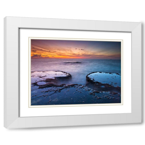 Tranquil beach White Modern Wood Framed Art Print with Double Matting by Frank, Assaf