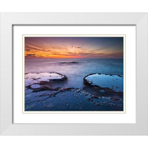 Tranquil beach White Modern Wood Framed Art Print with Double Matting by Frank, Assaf