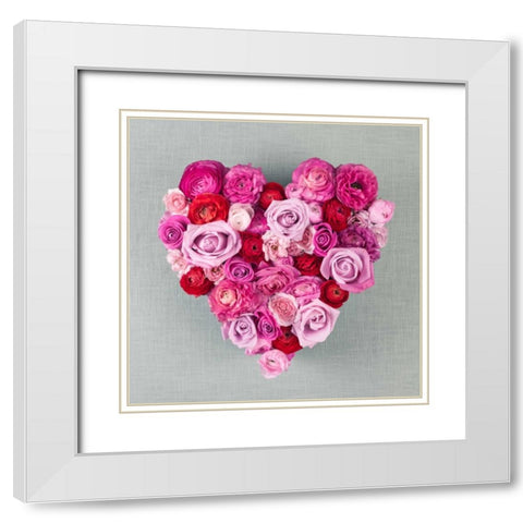Rose Heart White Modern Wood Framed Art Print with Double Matting by Frank, Assaf